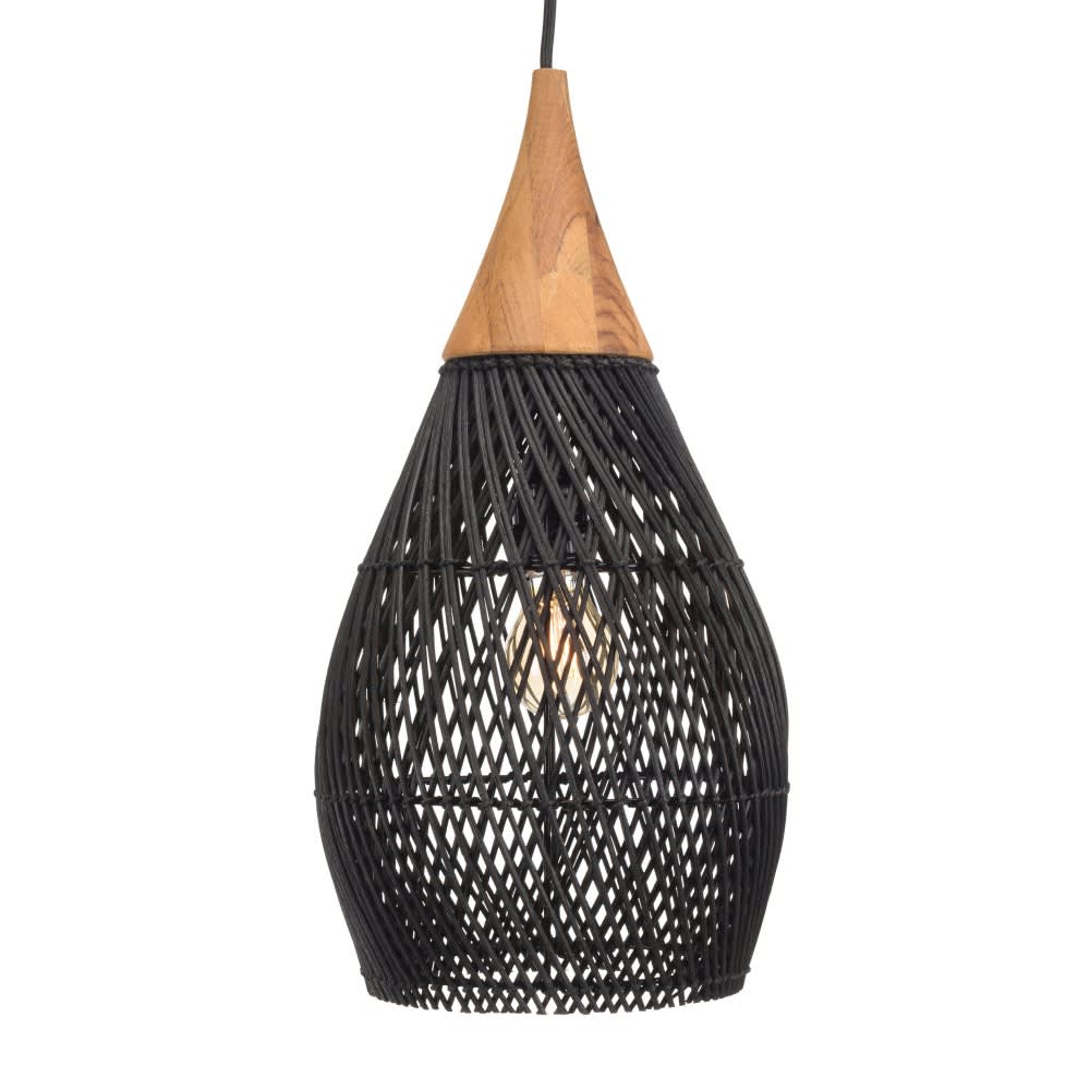 Hängeleuchte "Tropfen" aus schwarzem Rattan - Maisons Du Monde
