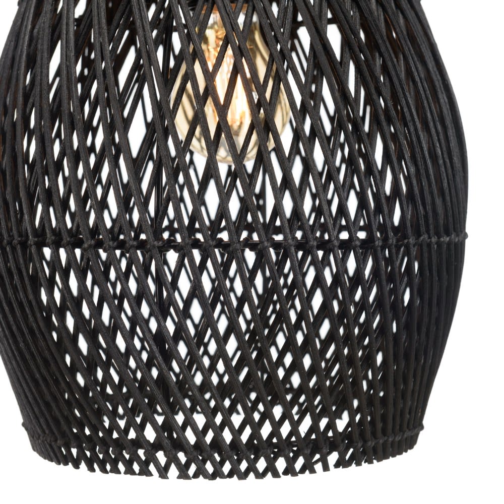 Suspension ''goutte'' 25x25cm en rotin couleur noire et teck — vue 4