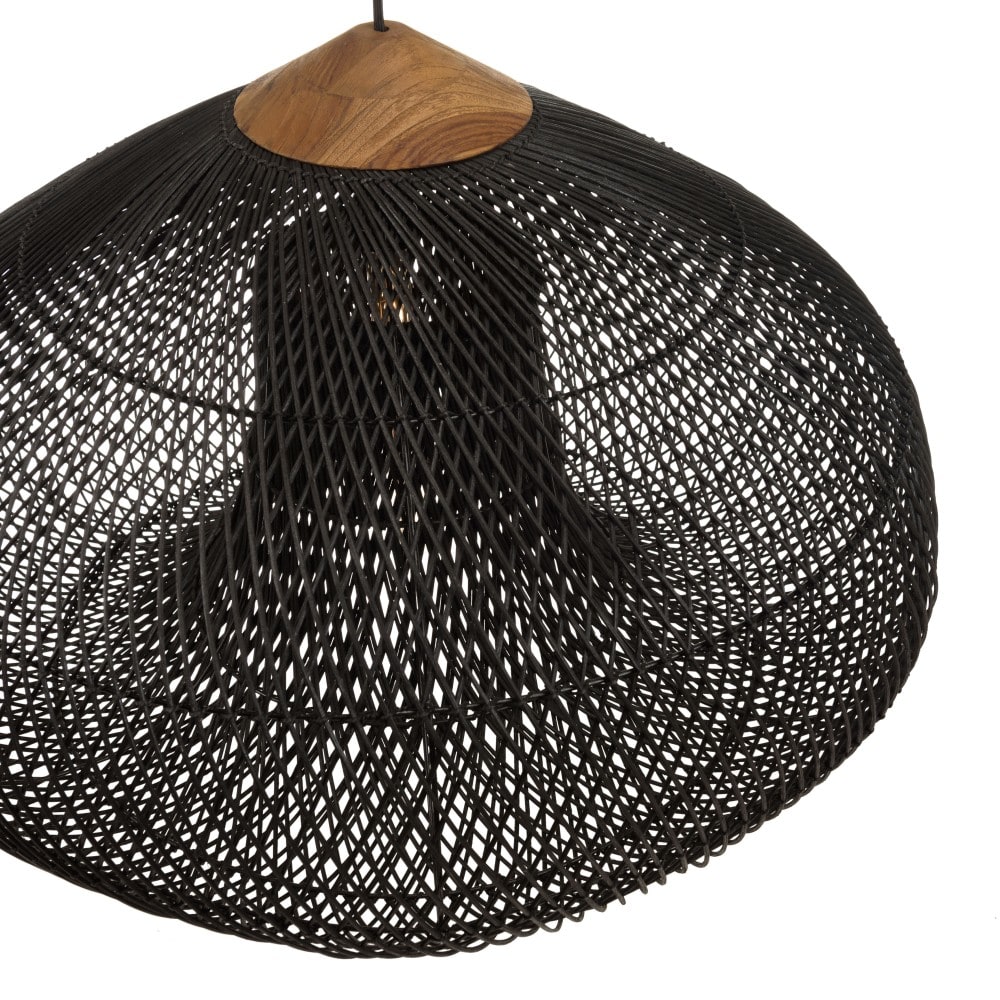 Suspension ''entonnoir'' 80x80cm rotin couleur noire/teck