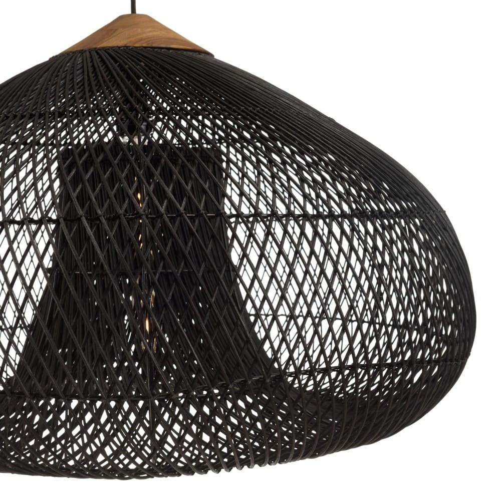 Suspension ''entonnoir'' 80x80cm rotin couleur noire/teck — vue 4