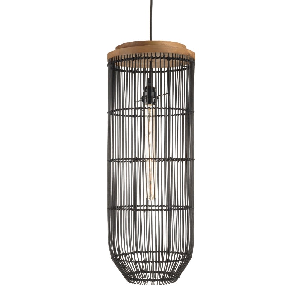 MACABANE Hängeleuchte "lang" Farbe Schwarz style exotic Schwarz Rattan