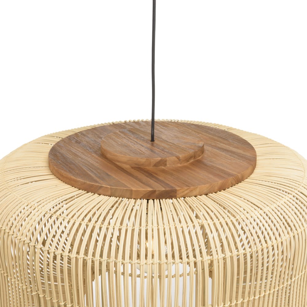 Suspension ''seau'' 76x76cm en rotin couleur naturelle et teck — vue 3