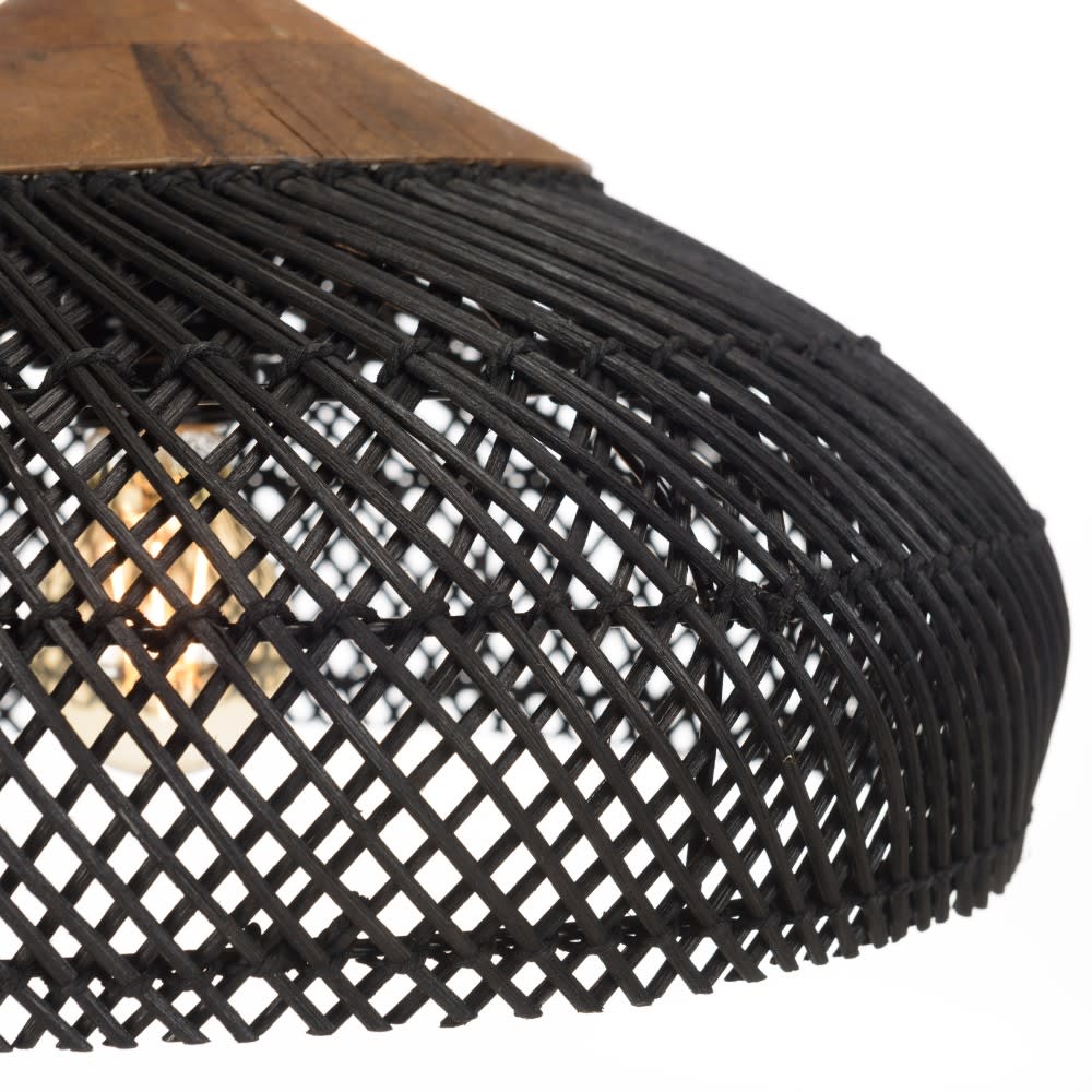 Suspension 40x40cm en rotin couleur noire et teck recyclé — vue 4