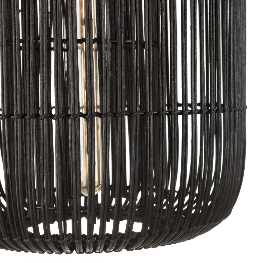 Suspension ''allongée'' 35x35cm en rotin couleur noire et teck — vue 4