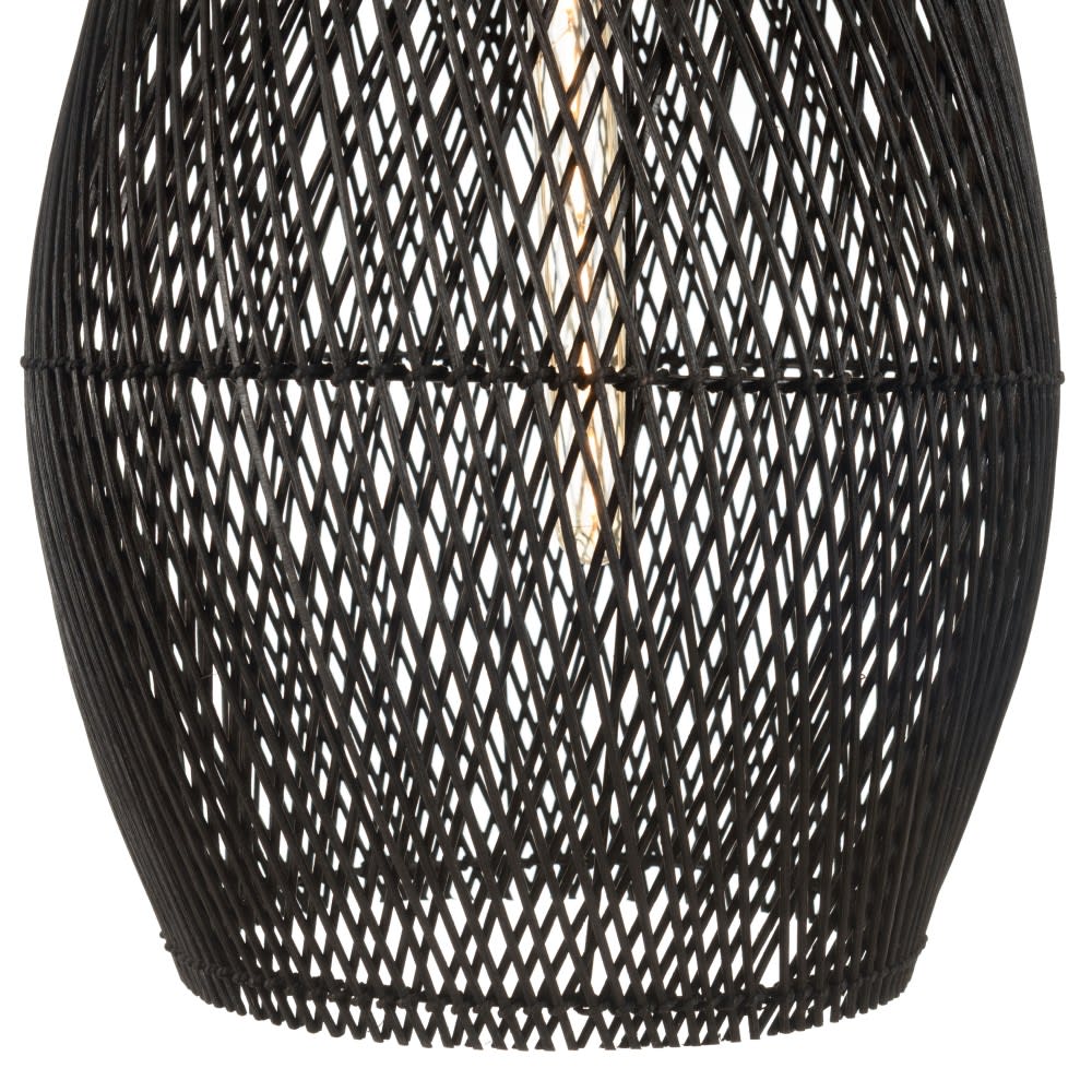 Suspension ''goutte'' 35x35cm en rotin couleur noire et teck — vue 4