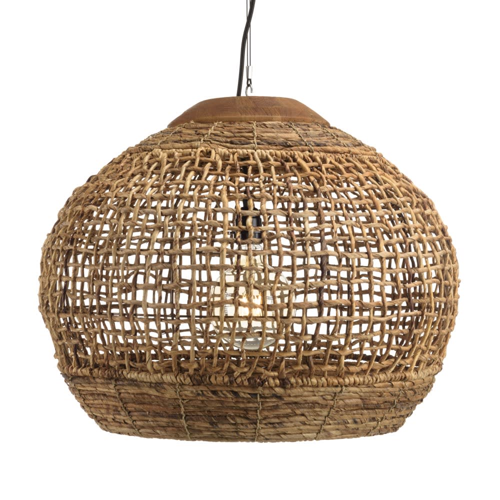 MACABANE Hängeleuchte "Kugel" natürlichem Abaca style exotic Braun Hanffaser