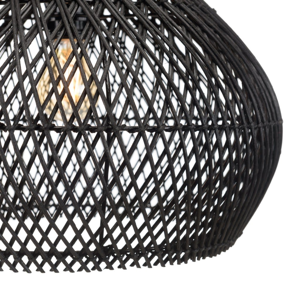 Suspension ''cloche'' 40x40cm en rotin couleur noire et teck — vue 4