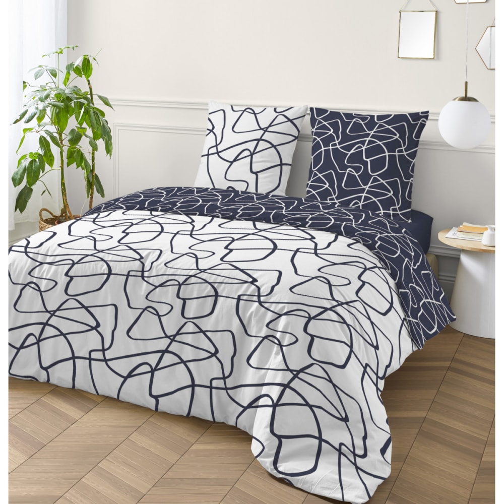 Parure de lit 2 personnes géométrique abstrait réversible 240x220cm