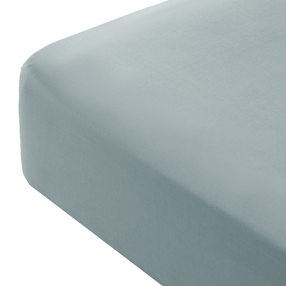 Drap-housse en 100% coton bleu 180x200x30 cm