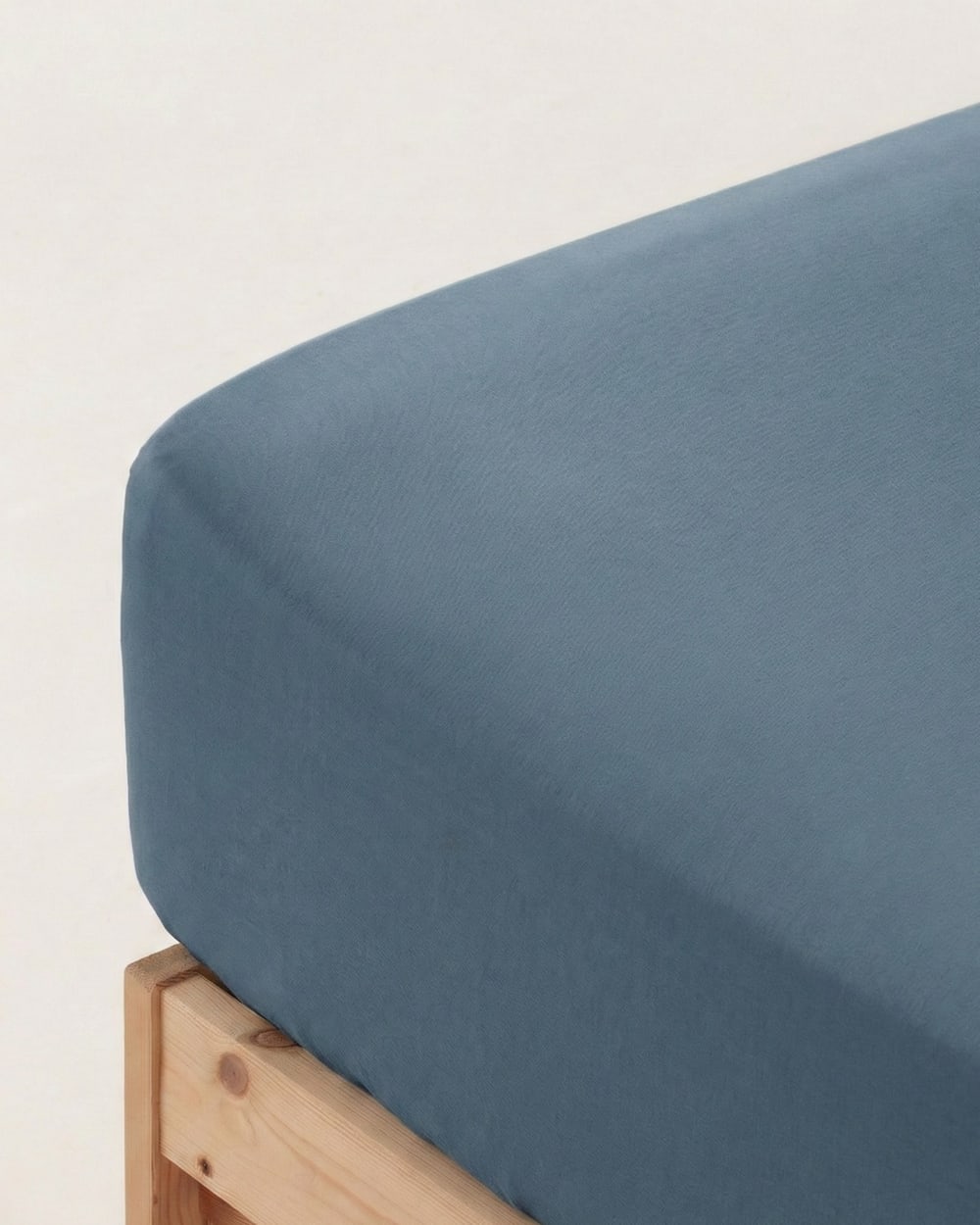 Drap-housse en 100% coton bleu 135x200x30 cm