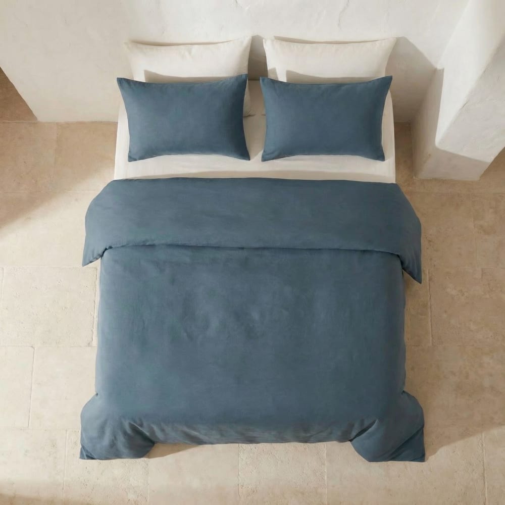 Bettbezug-Set aus 100% Baumwolle, 2-Teilig 150x220cm Blau -