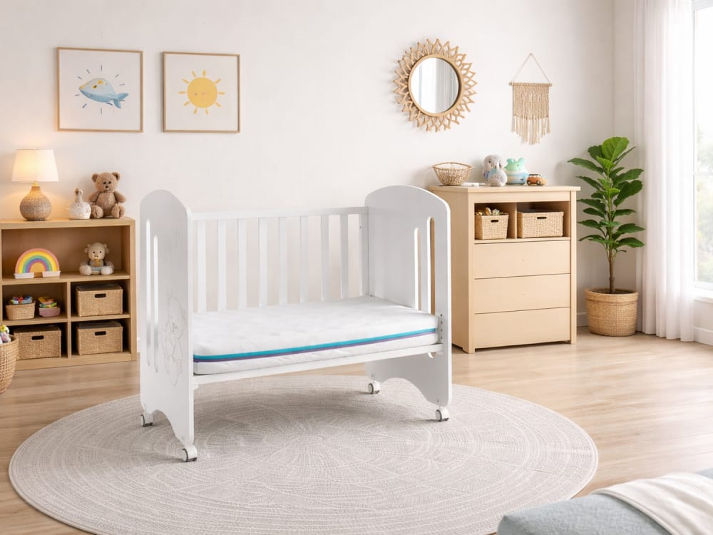 Dormissimo Schaumstoff-Babymatratze mit Bezug 60x120x11 CM WEISS VISKOSE Baby