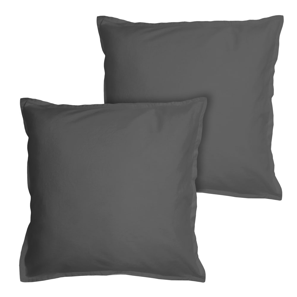 Set de 2 taies d'oreiller unies à volant Anthracite 65x65cm