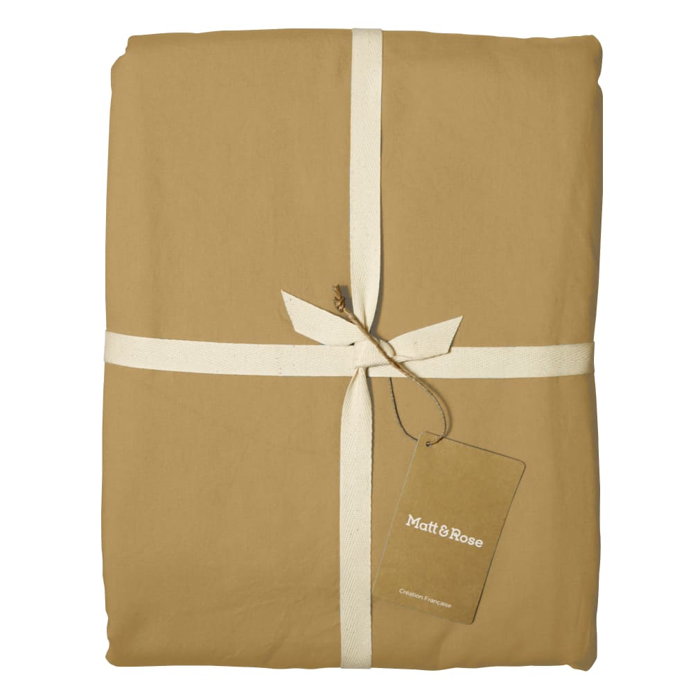 Parure de lit en coton lavé taies volant miel 240x220+2x65x65cm - Maisons du Monde