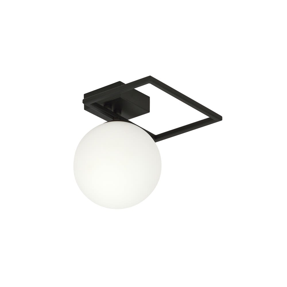 Plafonnier avec structure métallique rectangulaire et sphère blanche — vue 4