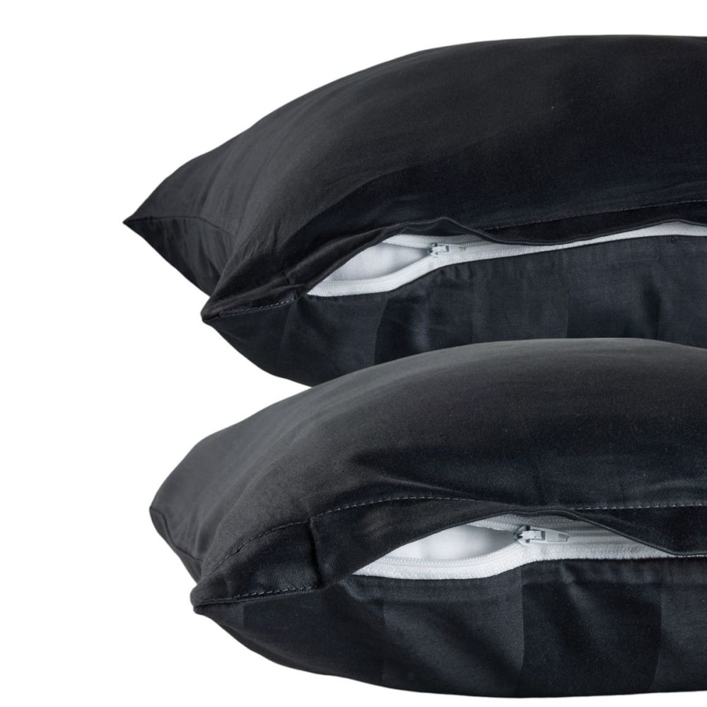 Lot de 2 taies d'oreillers unies satin de coton  40x80 cm