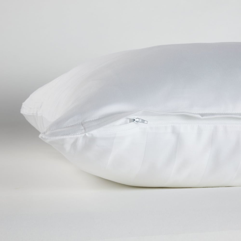 Lot de 2 taies d'oreillers unies satin de coton  40x80 cm blanc - Maisons du Monde