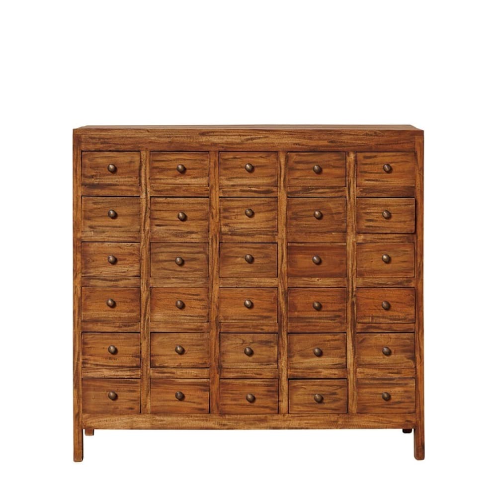 Chehoma Kommode mit 30 Schubladen aus Mahagoni, braun - Holz