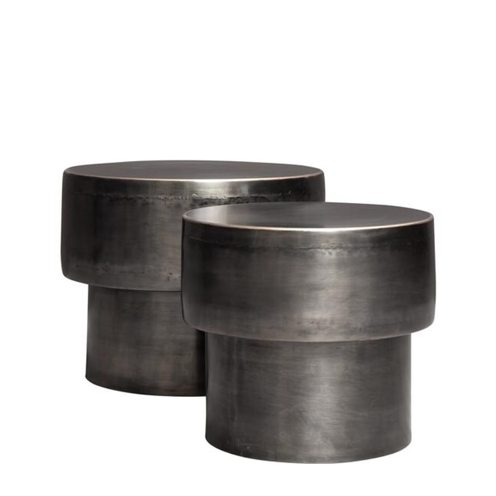 Chehoma Lot de 2 tables d'appoint en métal noir Noir Métal - 57x45x57cm
