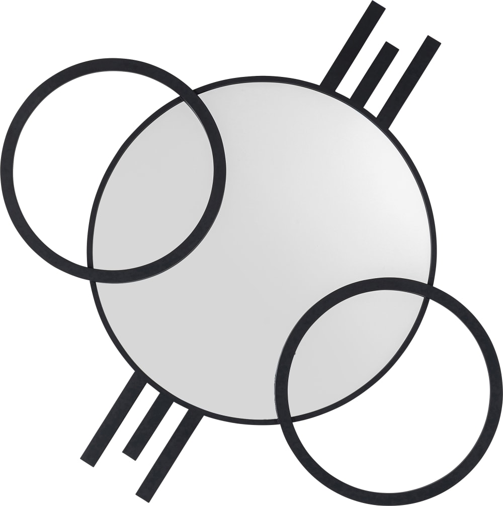 Miroir trois anneaux en acier noir