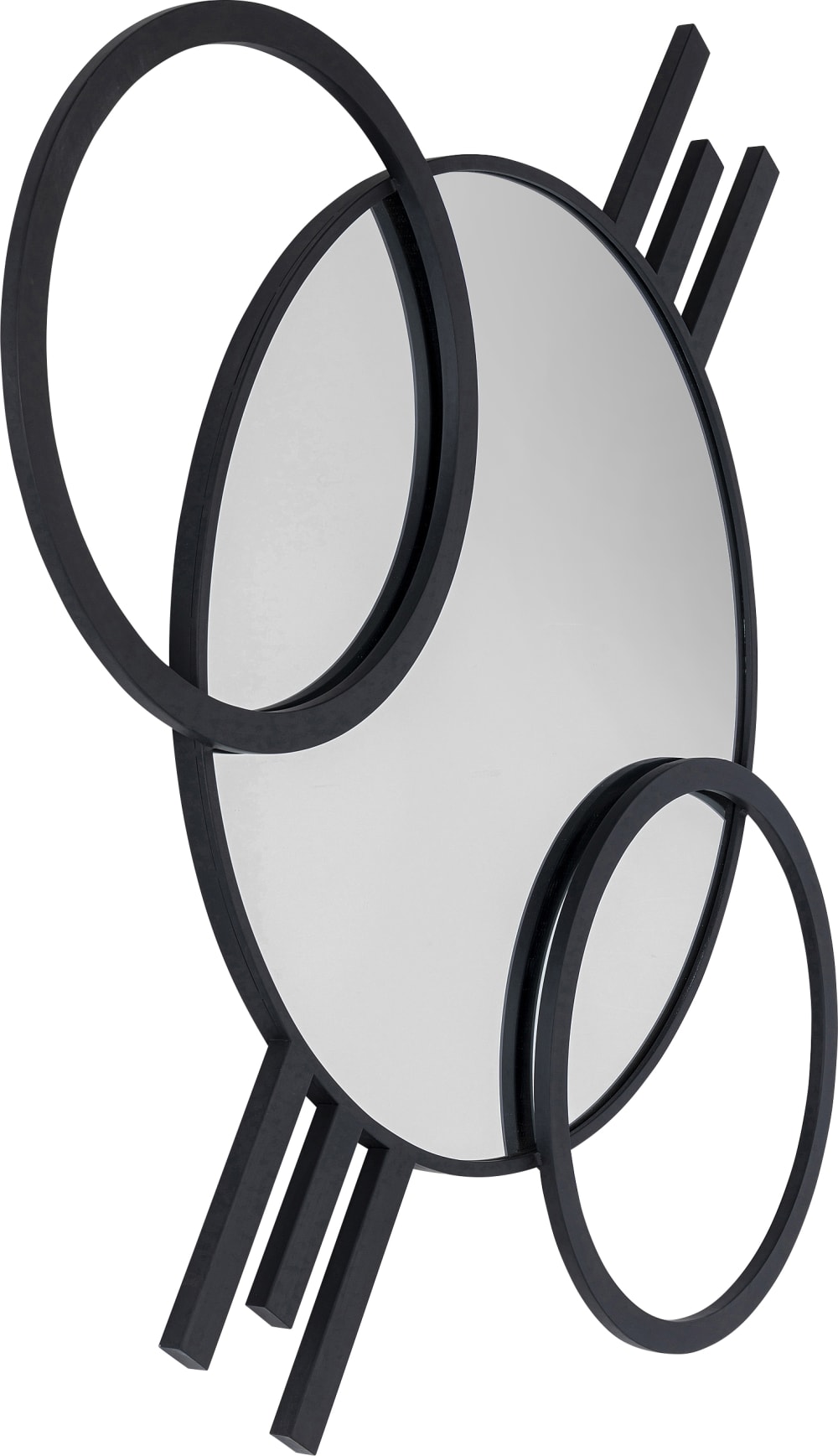 Miroir trois anneaux en acier noir