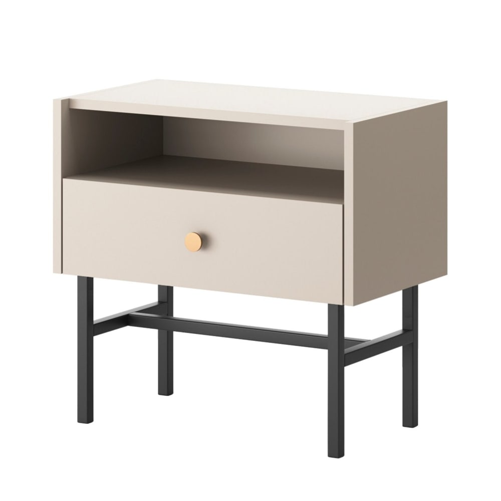 Selsey Nachttisch mit Schublade, greige, 54 cm style modern Taupe Spanplatte