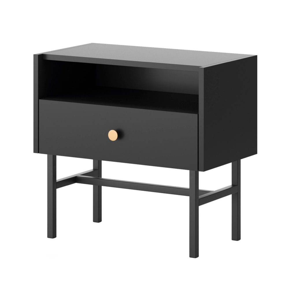 Selsey Nachttisch mit Schublade, Schwarz, 54 cm style modern Schwarz Spanplatte