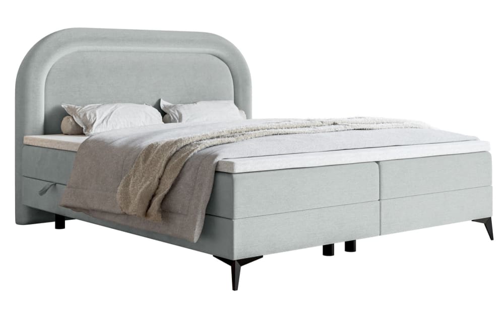 Selsey Polsterbett mit Matratze, wasserfestem Samtbezug, hellgrau, 180x200 cm style modern - Stoff