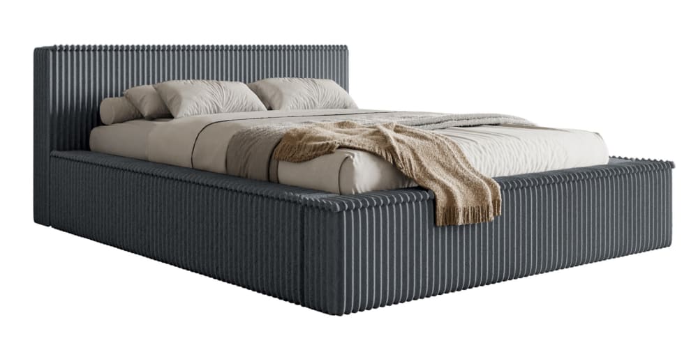 Selsey Polsterbett mit Breitcord-Bezug und Stauraum, grau, 140x200 cm style modern - Stoff