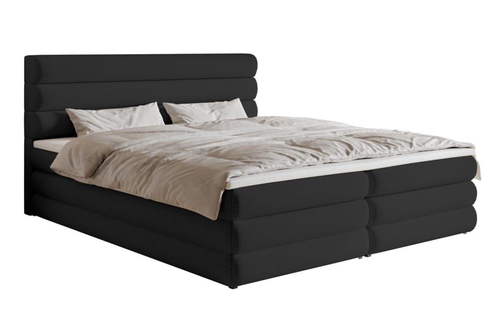 Lit continental 160x200 en tissu chenille noir