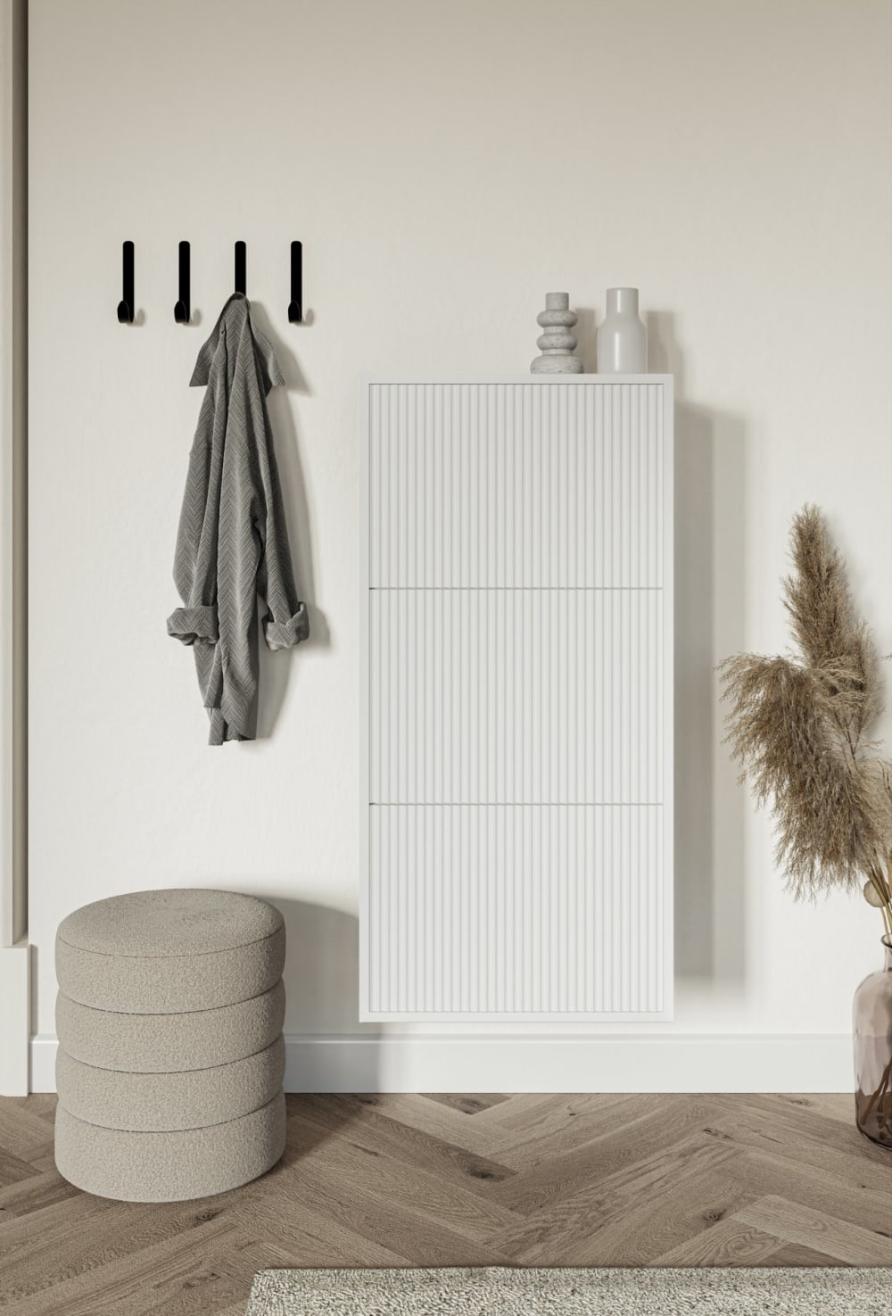 Meuble à chaussures suspendu blanc 50 cm