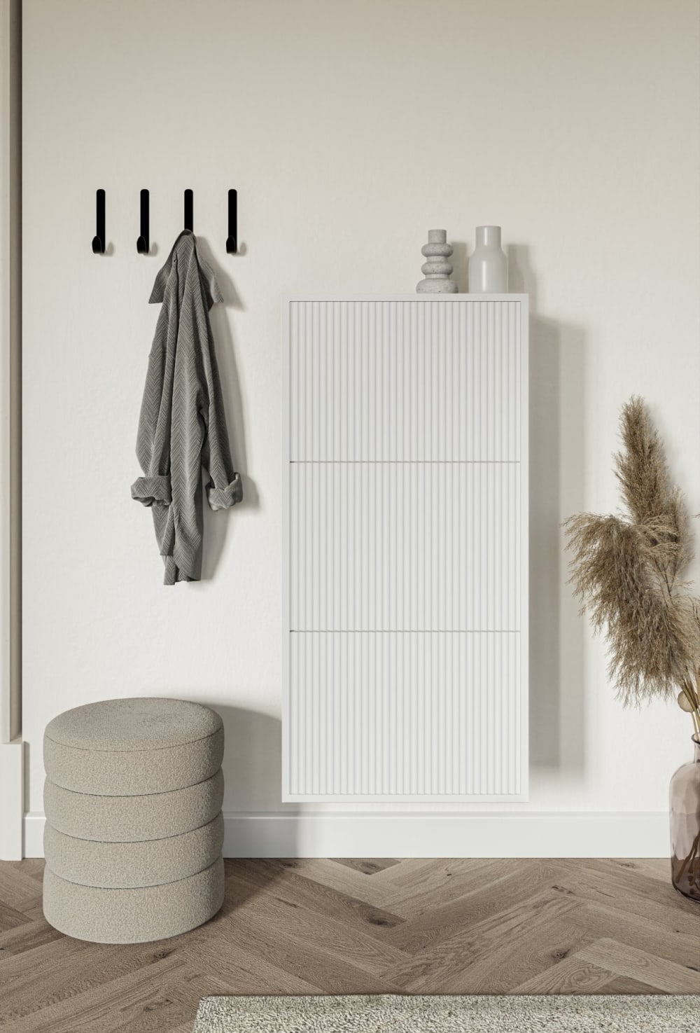 Wand-Schuhschrank mit 3 Klappen, Weiß 50 cm - Maisons Du Monde