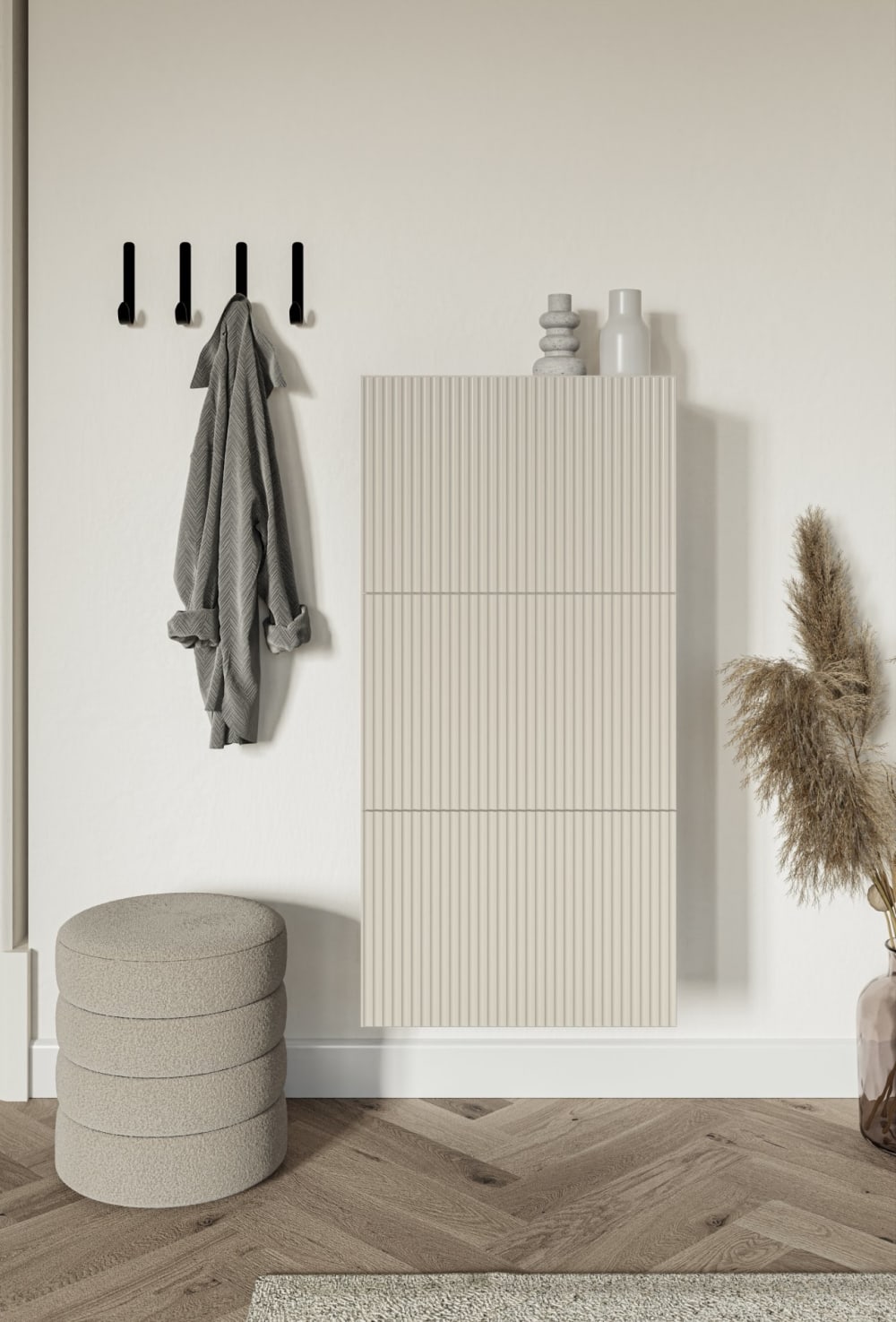 Meuble à chaussures suspendu grège 50 cm