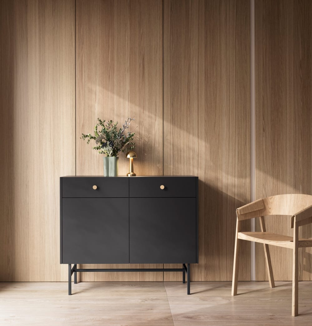 Sideboard 2-türig, Schwarz, 104 cm - Maisons Du Monde