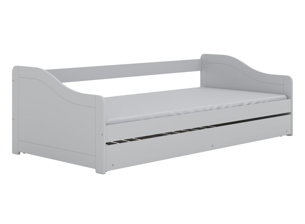 Nateo Concept Lit gigogne 90x200 blanc Blanc Panneau De Particules - 204x66x96cm