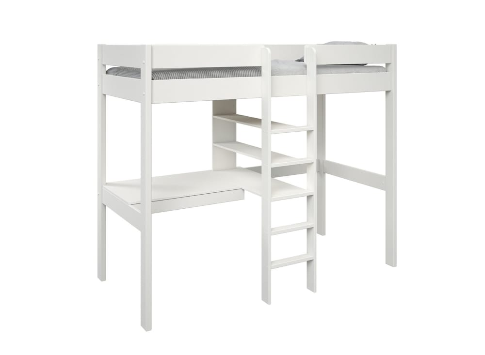 Lit mezzanine avec bureau 90x200 blanc