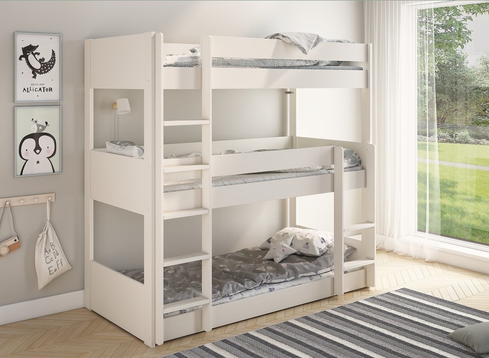 Lit superposé 3 places 90x200 blanc