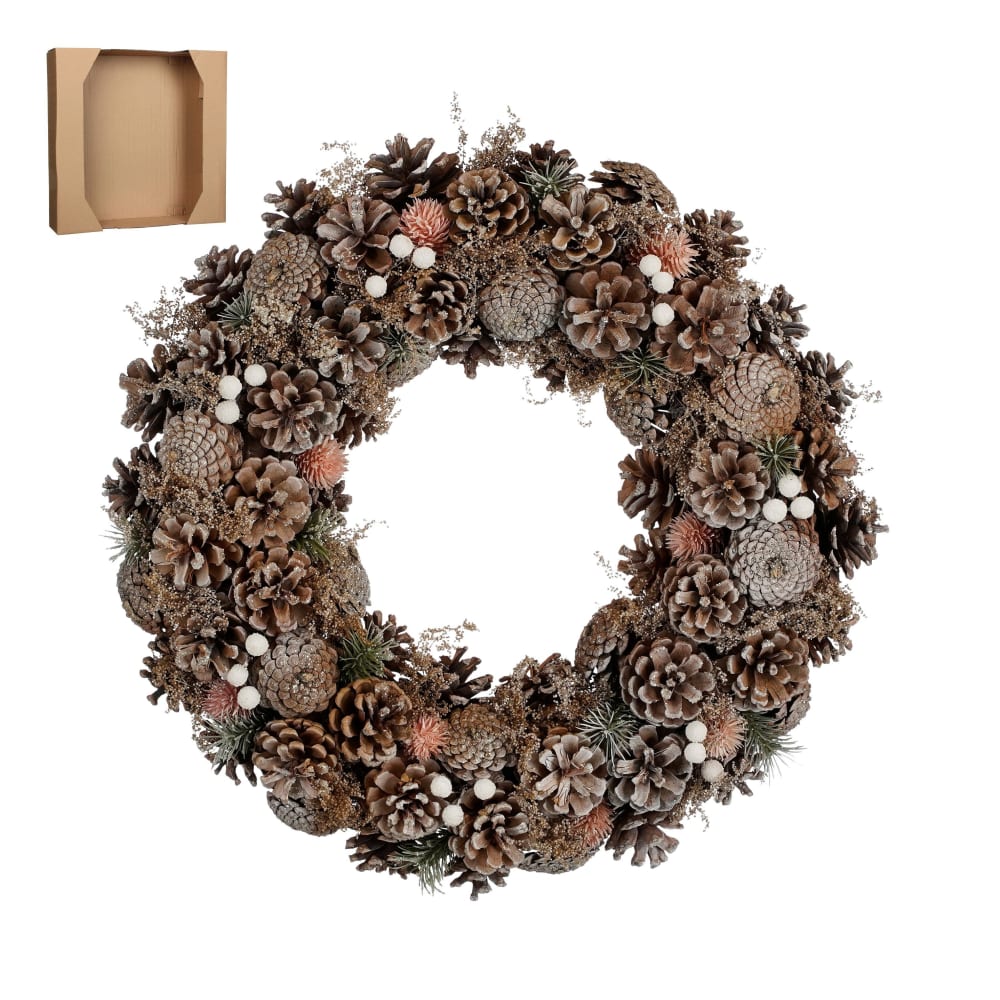 House of Seasons Couronne pêche pinède h10xl50xl50cm Orange Bois