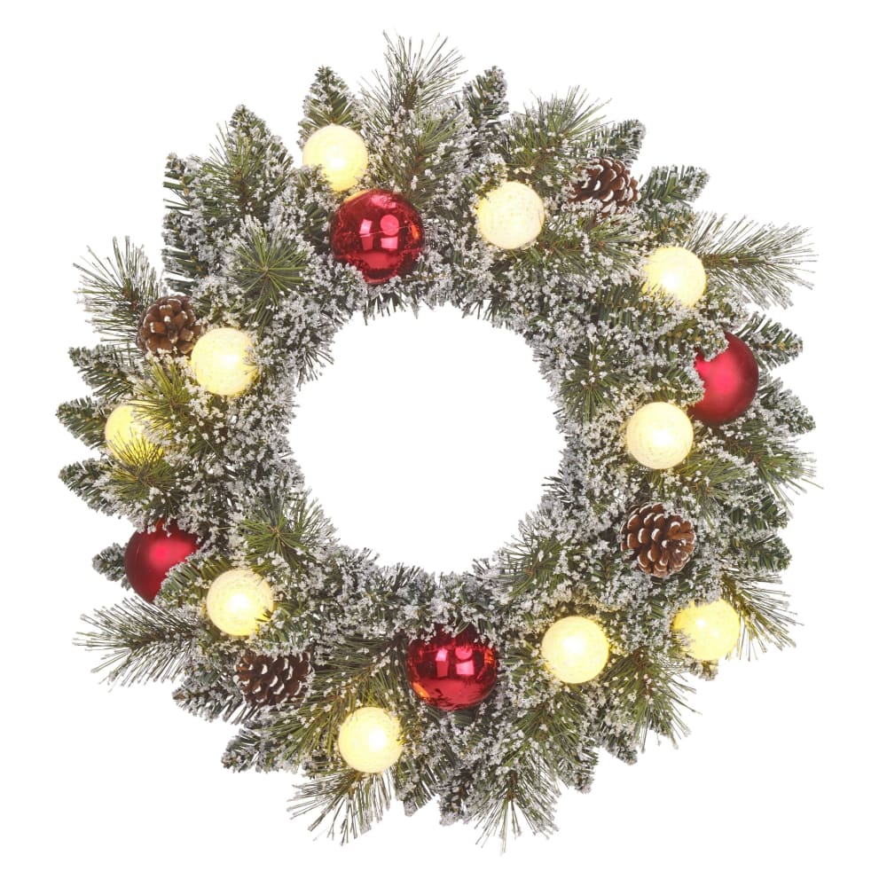 Corona de navidad artificial led blanco cálido d45