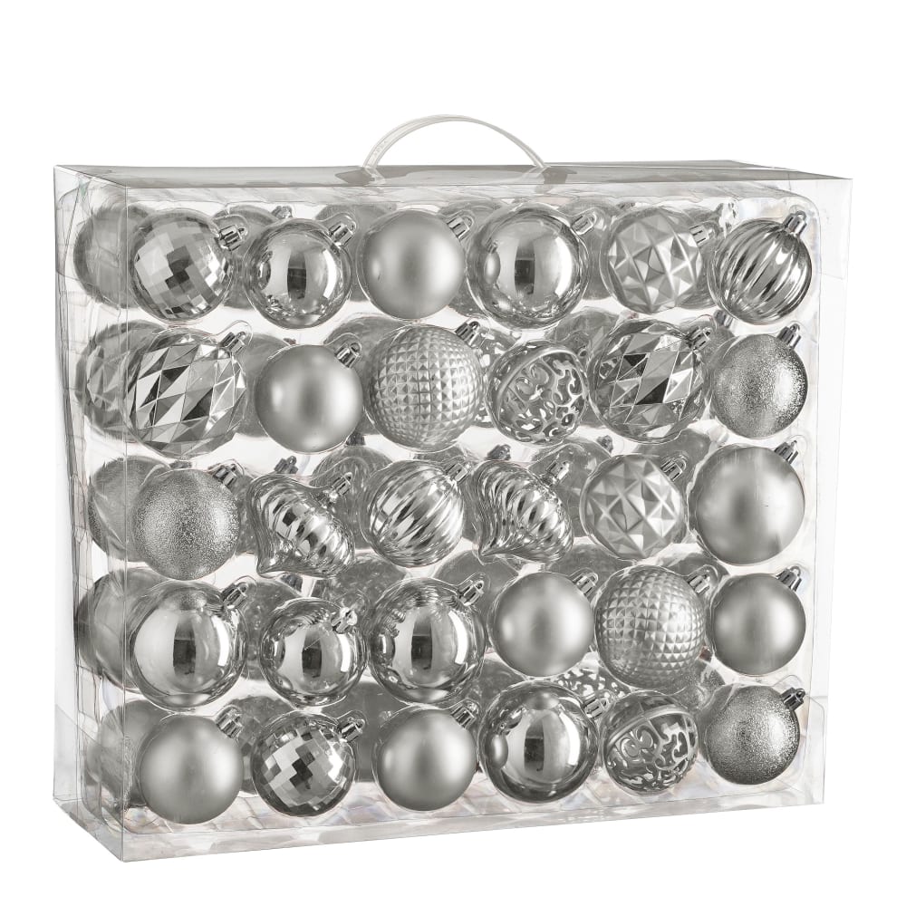 Bolas de navidad irrompibles plateado - lote de 60