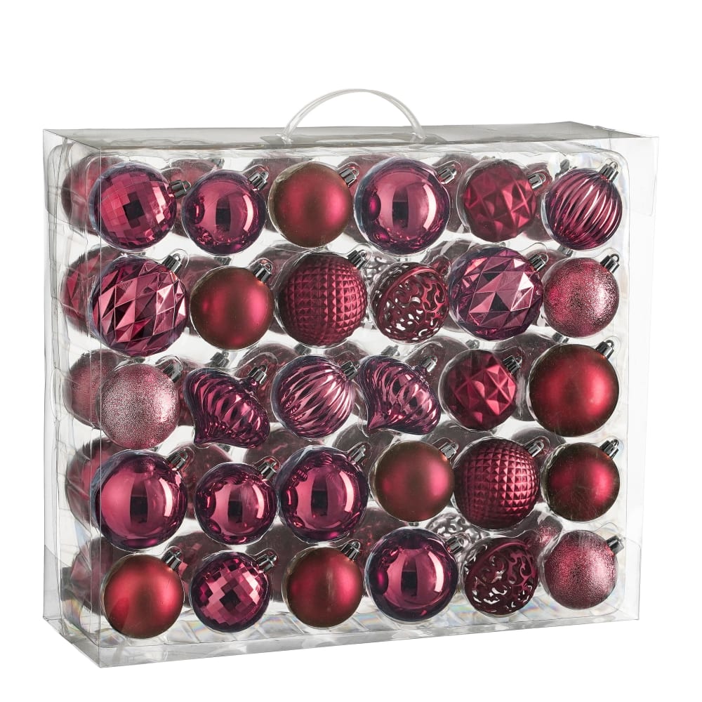 Bolas de navidad irrompibles fucsia - lote de 60