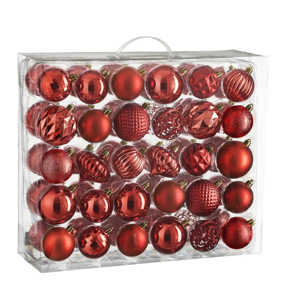 Bolas de navidad irrompibles rojo - lote de 60
