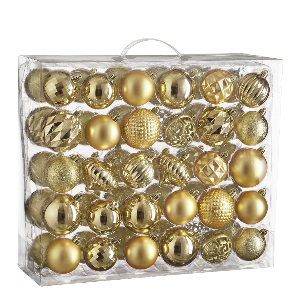 60er-Set Weihnachtsbaumkugeln in Gold