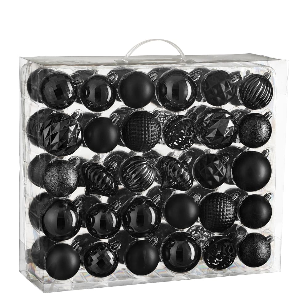 Bolas de navidad irrompibles negro - lote de 60