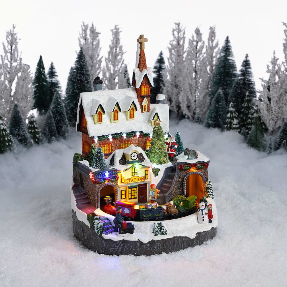 Miniatur-Weihnachtsdorf Mehrfarbig Kunststoff H32.5xB24xL23.5cm