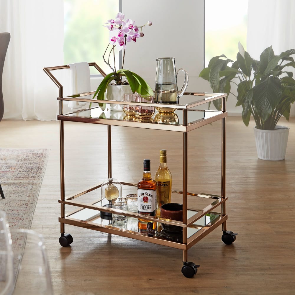 Servierwagen mit zwei Glasscheiben, Gold - Maisons Du Monde