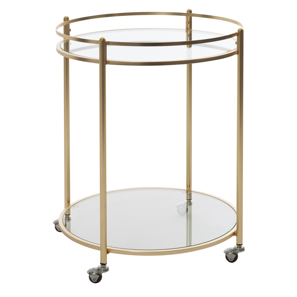 Servierwagen mit zwei Glasscheiben, Gold