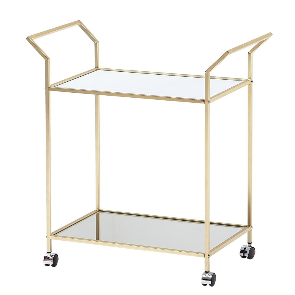 FineBuy Servierwagen mit zwei Glasscheiben, Gold style modern Gold Metall