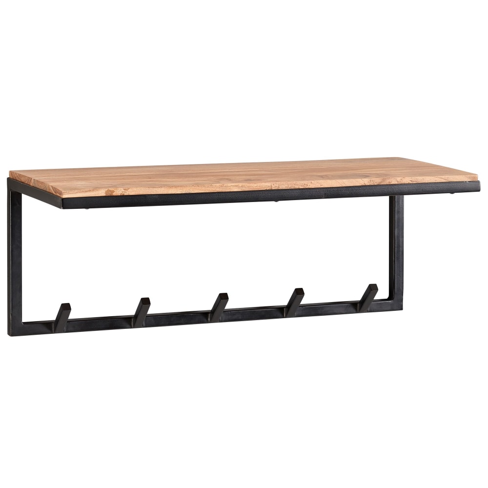 Wandgarderobe aus Akazie Massivholz, Braun