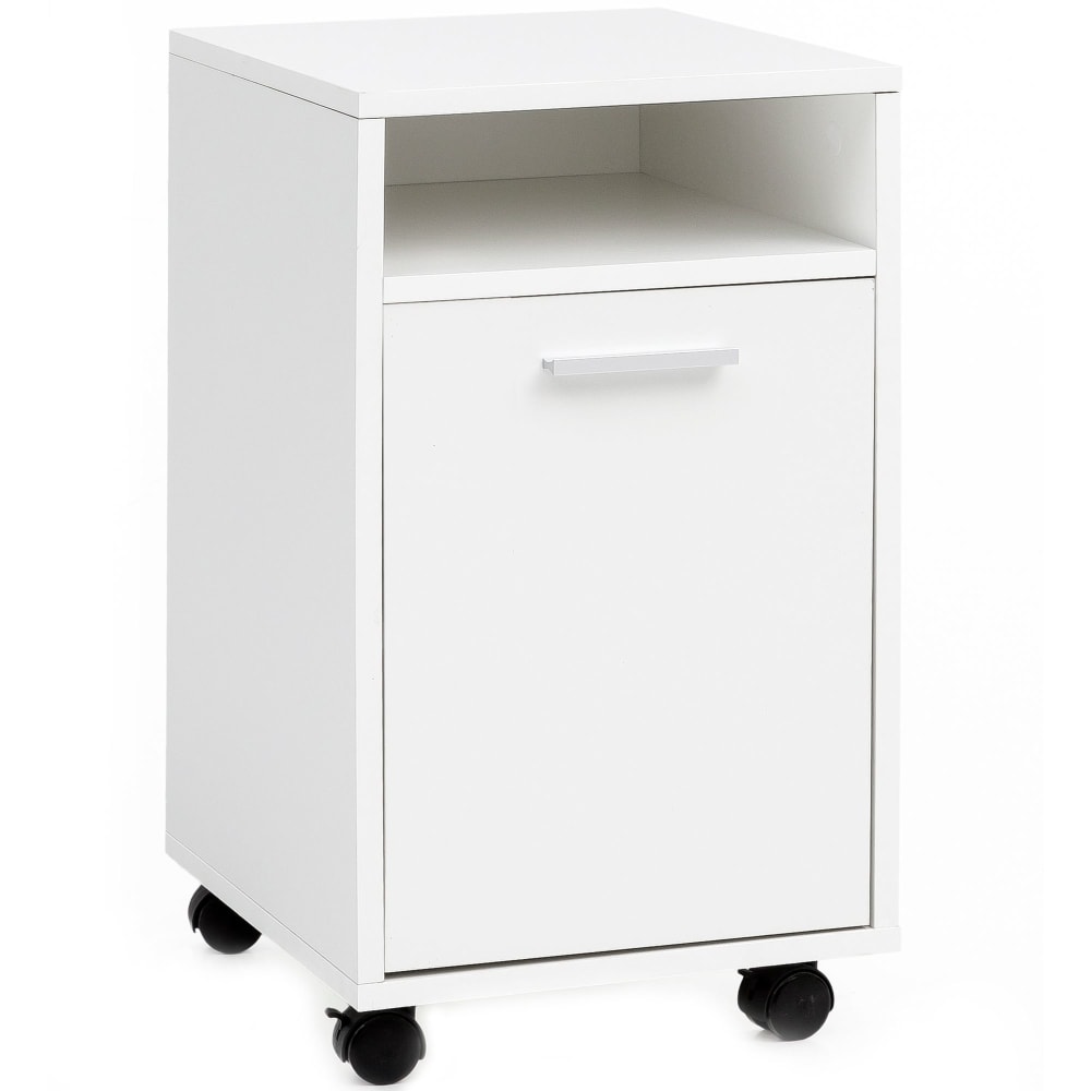 Caisson à roulettes avec porte en aggloméré, blanc